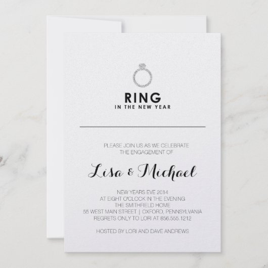 Invitation du New Years Eve Engagement Party (Devant)