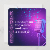 Invitation du Night Bachelor Party Neon Karaoke (Dos)