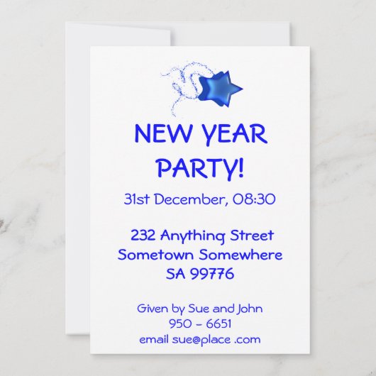 Invitation du Nouvel An (Dos)