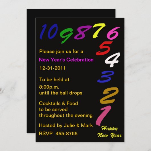 Invitation du Nouvel An (Devant / Derrière)