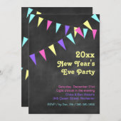 Invitation du Nouvel An 2018 de Chalkboard Bunting (Devant / Derrière)
