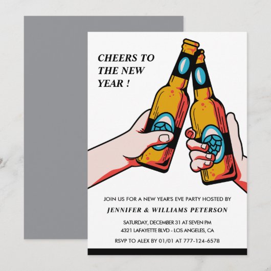 Invitation du Nouvel An à la bière joyeuse (Devant / Derrière)
