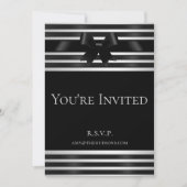 Invitation du Nouvel An à rayures blanches et nœud (Devant)