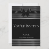 Invitation du Nouvel An aux rayures argentées et a (Devant)