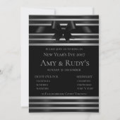 Invitation du Nouvel An aux rayures argentées et a (Dos)