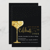 Invitation du Nouvel An Champagne (Devant / Derrière)