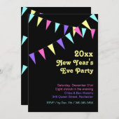 Invitation du Nouvel An de Bunting coloré 2018 (Devant / Derrière)