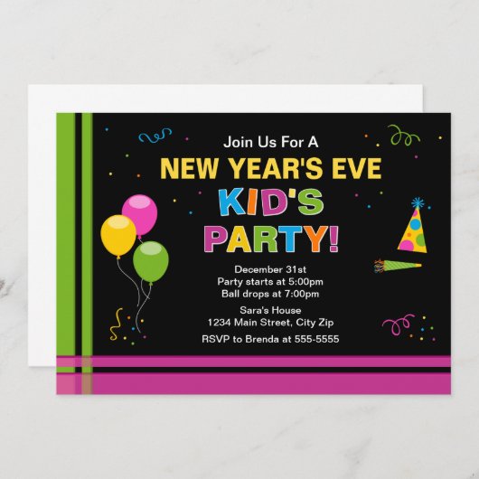 Invitation du Nouvel An de l'Enfant à la Soirée du (Devant / Derrière)