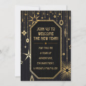 Invitation du Nouvel An des Voeux Noirs et d'Or (Devant)