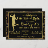 Invitation du Nouvel An du Roaring 20's (Devant / Derrière)