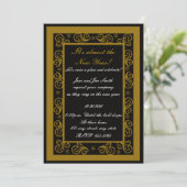Invitation du Nouvel An Elegant Gold & Black Swirl (Debout devant)