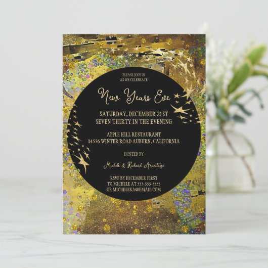 Invitation du Nouvel An Gold Leaf (Debout devant)