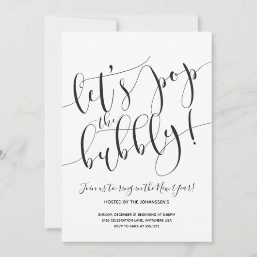 Invitation du Nouvel An moderne (Devant)