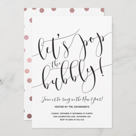 Invitation du Nouvel An moderne (Devant / Derrière)