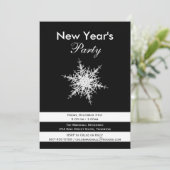 Invitation du Nouvel An noir & blanc dramatique (Debout devant)