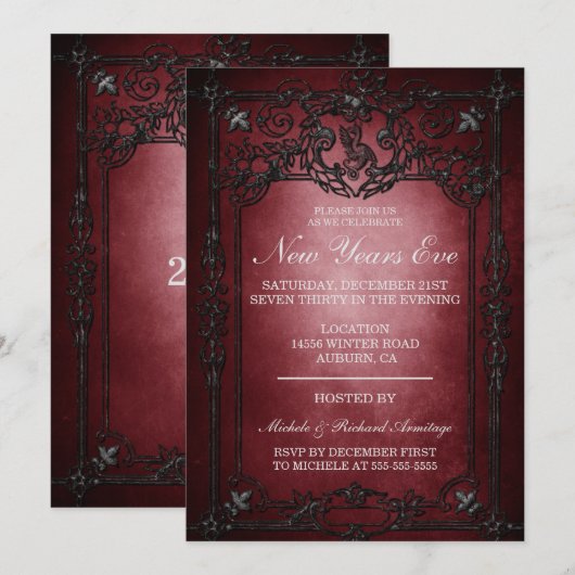 Invitation du Nouvel An Soirée Gothique (Devant / Derrière)