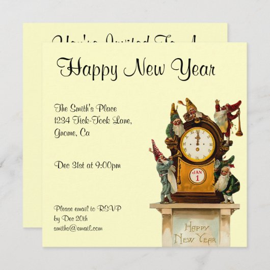 Invitation du Nouvel An Vintage (Devant / Derrière)