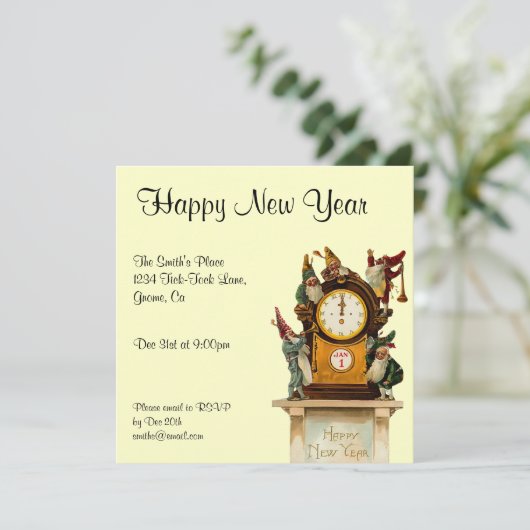 Invitation du Nouvel An Vintage (Debout devant)
