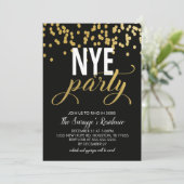 Invitation du NYE Party | Confetti noir et or (Debout devant)