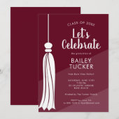Invitation du Ombre Burgundy Red Graduation Party (Devant / Derrière)