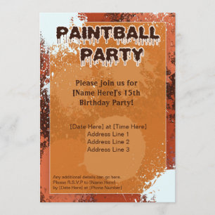 Invitation du Orange Paintball Party