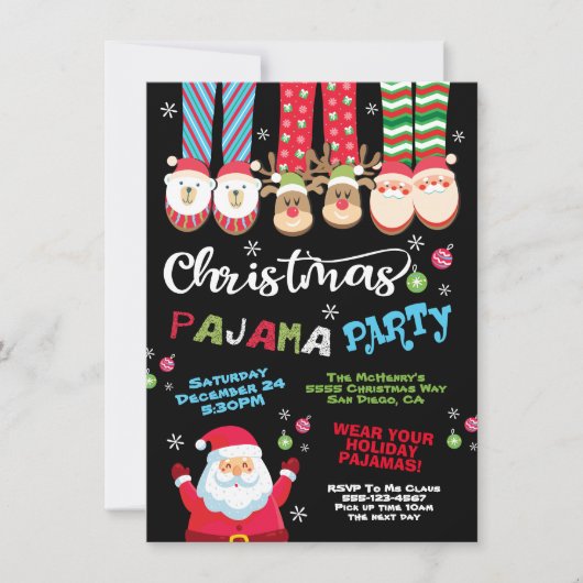 Invitation du Pajama Party de Noël (Devant)