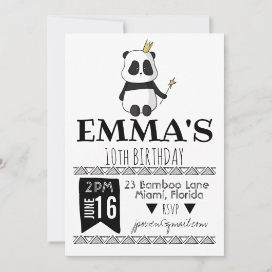 Invitation du Panda Party (Devant)