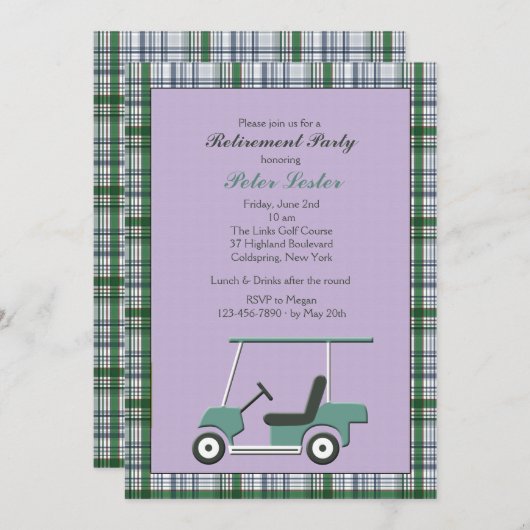 Invitation du panier de golf (Devant / Derrière)