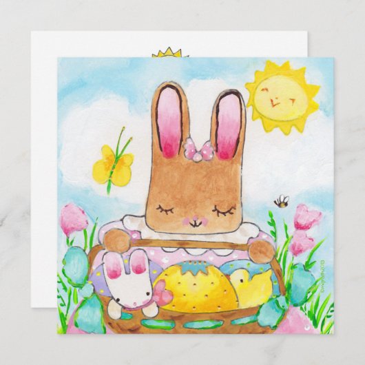 Invitation du panier de Pâques de Mary (Devant / Derrière)