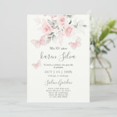 Invitation du papillon Floral Quinceañera (Debout devant)
