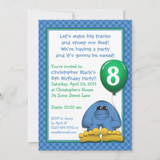 Invitation du parti Anniversaire de enfant Bigfoot (Devant)