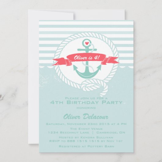 Invitation du parti Anniversaire de enfant nautiqu (Devant)