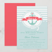 Invitation du parti Anniversaire de enfant nautiqu (Devant / Derrière)