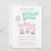 Invitation du parti Anniversaire de enfant rose (Devant)
