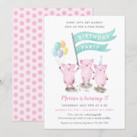 Invitation du parti Anniversaire de enfant rose