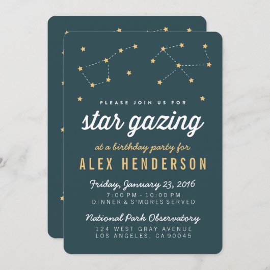 Invitation du parti Anniversaire de enfant Star Ga (Devant / Derrière)