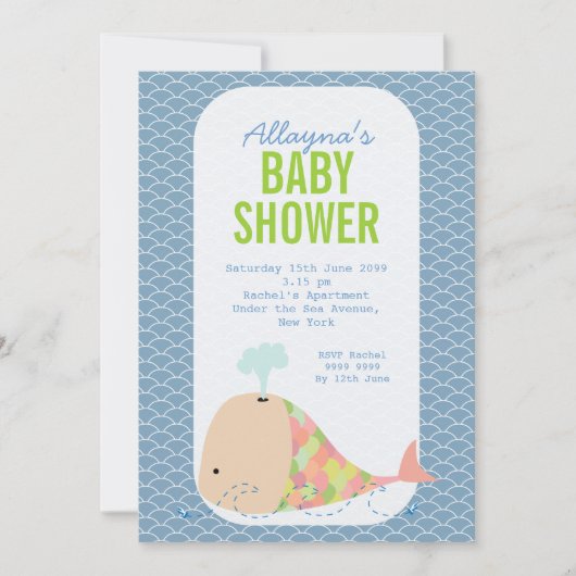 Invitation du Parti Baby shower de la mer pour la  (Devant)