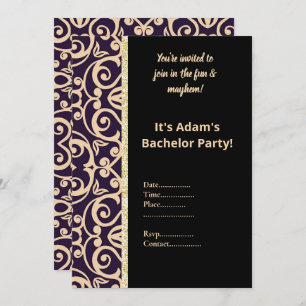 INVITATION DU PARTI BACHELOR MOTIF NOIR ET BLANC