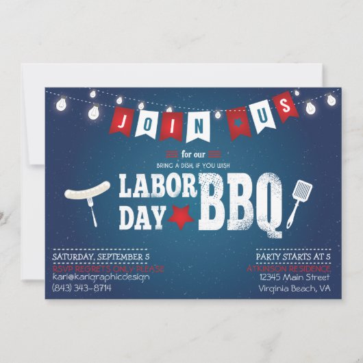 Invitation du parti BBQ de la fête du travail (Devant)