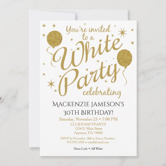 Invitation du parti blanc Tous Invitation du parti (Devant)