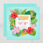 Invitation du parti Carré Hawaiian Luau (Devant / Derrière)