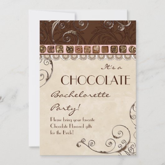 Invitation du parti Chocolate Damask Swirl Batchel (Devant)