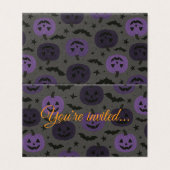 Invitation du parti Citrouille violet et noir (Outside Unfolded)
