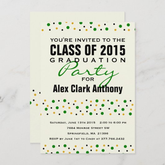 Invitation du Parti Confetti 2015 Graduation (Devant / Derrière)