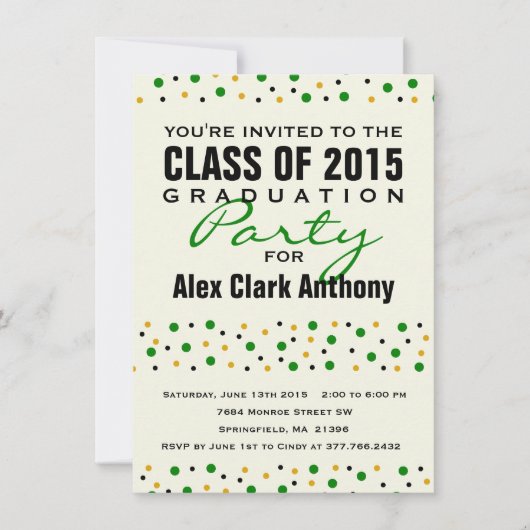 Invitation du Parti Confetti 2015 Graduation (Devant)