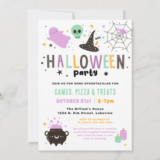 Invitation du parti Cute Halloween (Devant)