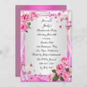 Invitation Du Parti De Bachelorette Roses Et Perle (Devant / Derrière)