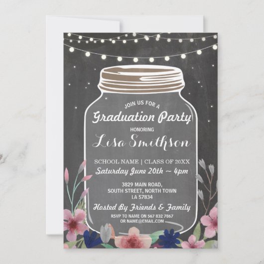 Invitation du parti de graduation rustique Jar Cha (Devant)