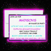 Invitation du parti de gymnastique de néon violet