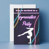 Invitation du parti de gymnastique de néon violet